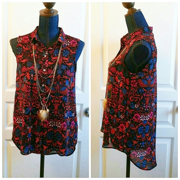 H&M Tops - H&M Floral Sleeveless Sheer Top